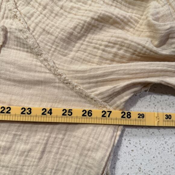 Aerie Gauzy Coverup Shirt Soft Oat Cream Large Lagenlook Beach Resort Vacation - Picture 9 of 10